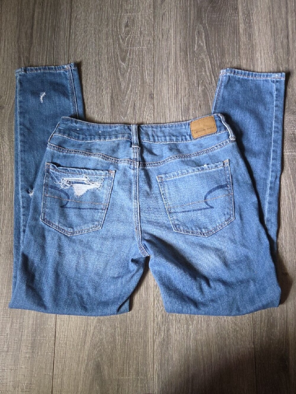 American Eagle Outfitters Button Fly Distressed Tom Girl Straight Leg Jeans 2 - Picture 6 of 6